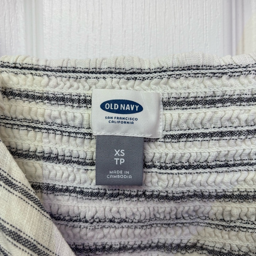Cream Stripe Button Front Dress | Old Navy XS - Picture 5 of 10